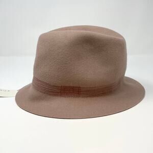 Revolve Hat Attack Mauve Felt Fedora Hat With Stitched Band New